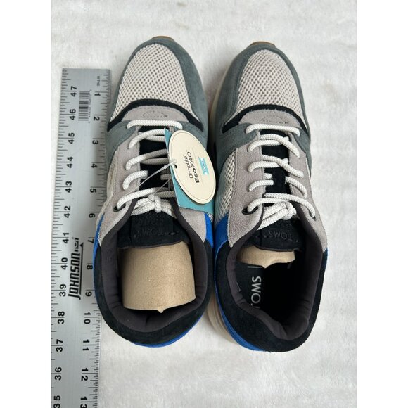 Toms Mens Arroyo Sneakers Size 9 Admiral Blue Pebble Gray Nubuck Mesh EcoX40 New - Picture 4 of 6